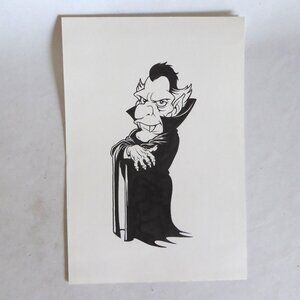 OOAK 8.25” x 12” COUNT DRACULA HAND DRAWN INKED ILLUSTRATION HALLOWEEN FRITO LAY